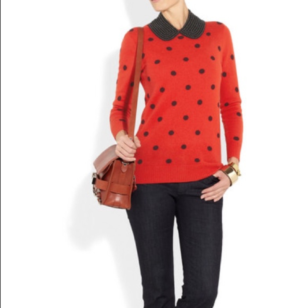 Jcrew Italian Cashmere Polka Dot Sweater